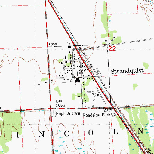 Topographic Map of City of Strandquist, MN