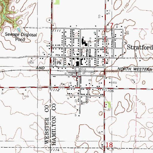 Topographic Map of City of Stratford, IA