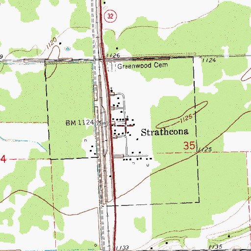 Topographic Map of City of Strathcona, MN