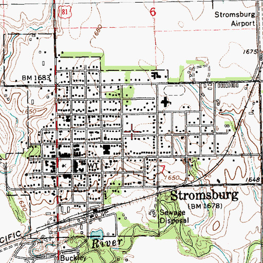 Topographic Map of City of Stromsburg, NE