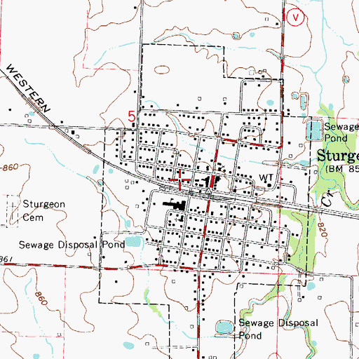 Topographic Map of City of Sturgeon, MO