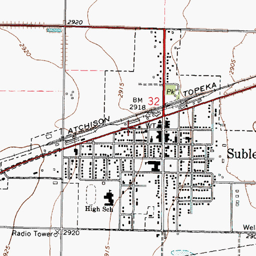 Topographic Map of City of Sublette, KS