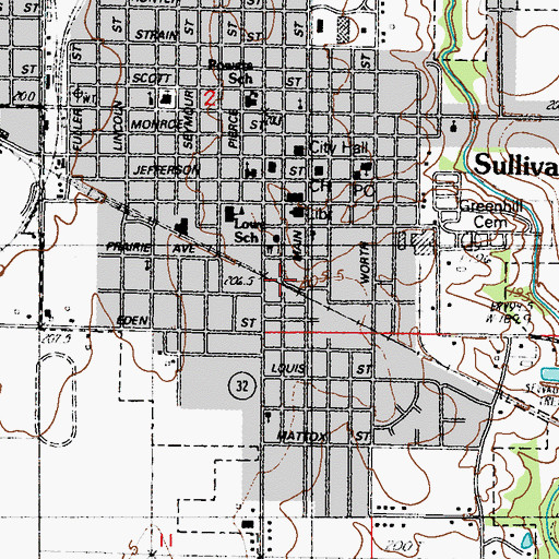 Topographic Map of City of Sullivan, IL