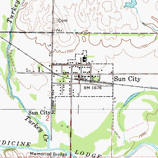 Topographic Map of City of Sun City, KS