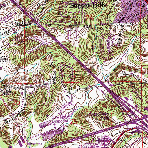 Topographic Map of City of Sunset Hills, MO