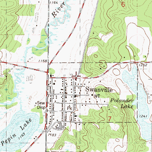 Topographic Map of City of Swanville, MN