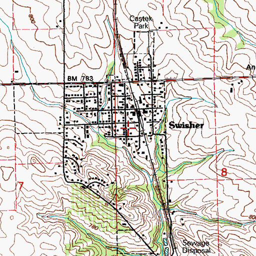 Topographic Map of City of Swisher, IA