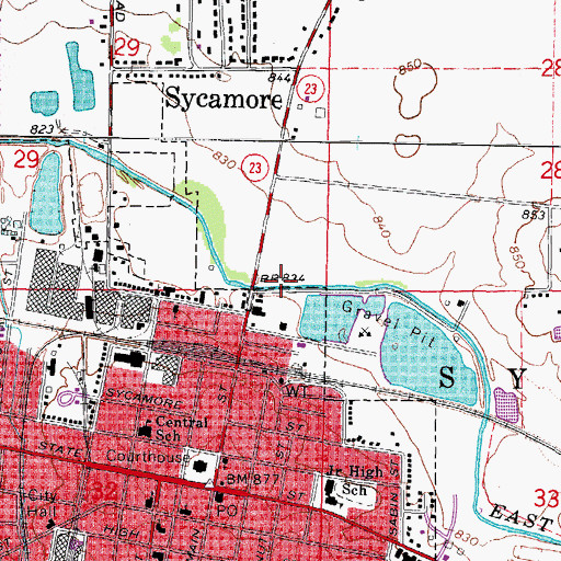 Topographic Map of City of Sycamore, IL