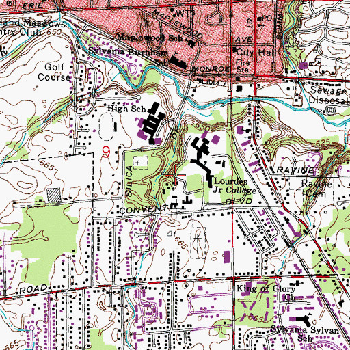Topographic Map of City of Sylvania, OH
