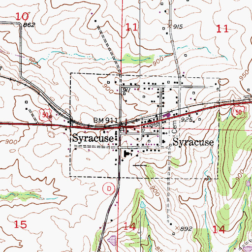 Topographic Map of City of Syracuse, MO
