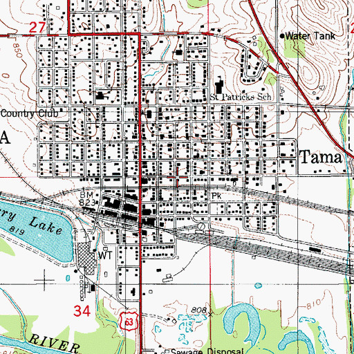 Topographic Map of City of Tama, IA