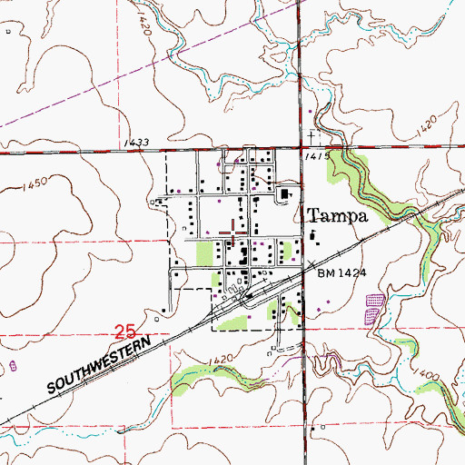 Topographic Map of City of Tampa, KS