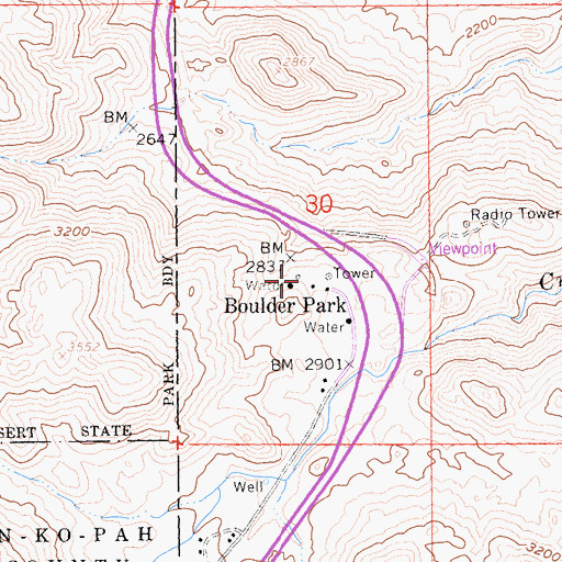Topographic Map of Boulder Park, CA