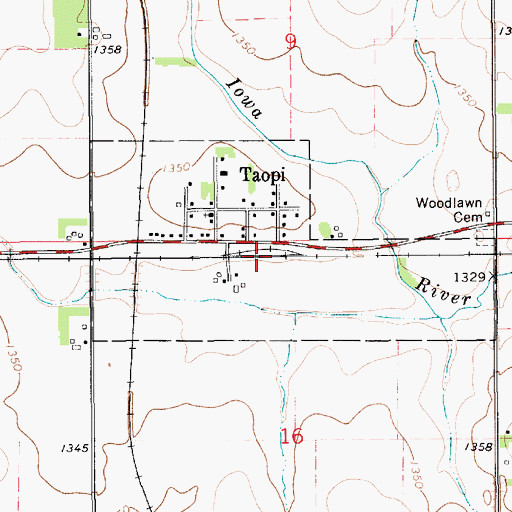 Topographic Map of City of Taopi, MN