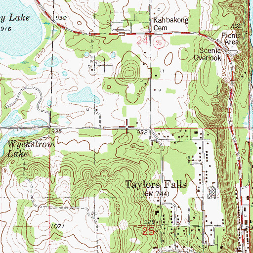 Topographic Map of City of Taylors Falls, MN