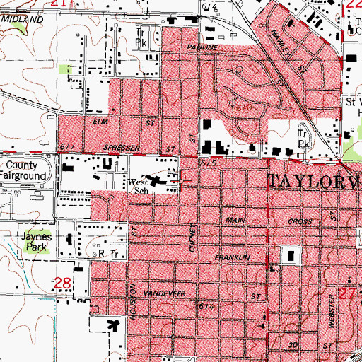 Topographic Map of City of Taylorville, IL