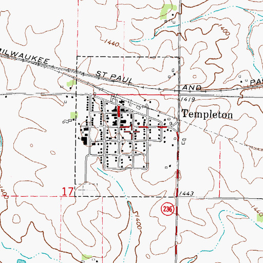 Topographic Map of City of Templeton, IA