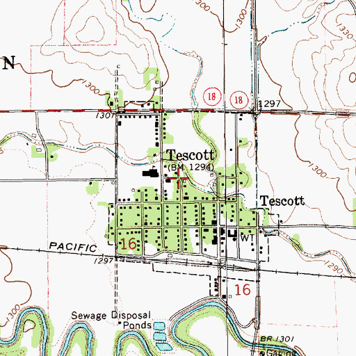 Topographic Map of City of Tescott, KS