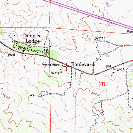 Topographic Map of Boulevard, CA
