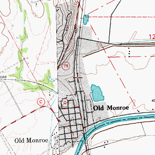 Topographic Map of City of Old Monroe, MO