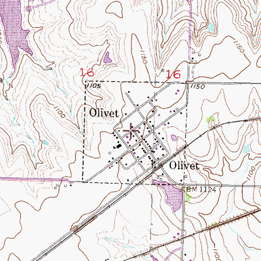 Topographic Map of City of Olivet, KS