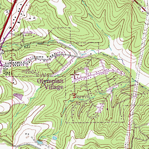 Topographic Map of City of Olympian Village, MO