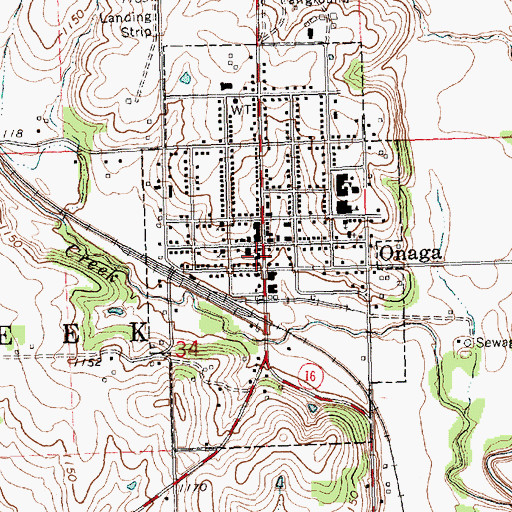 Topographic Map of City of Onaga, KS