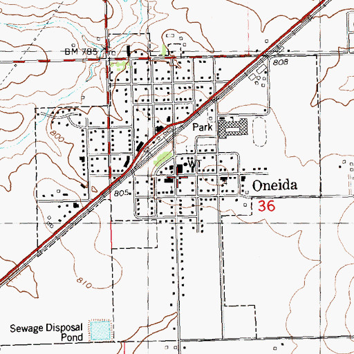 Topographic Map of City of Oneida, IL