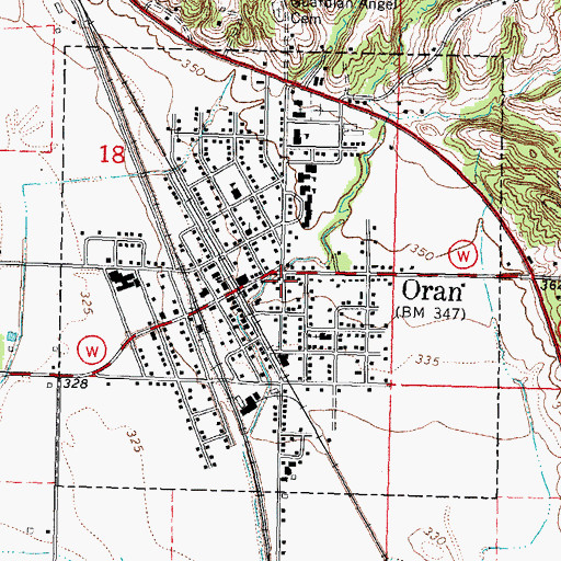 Topographic Map of City of Oran, MO