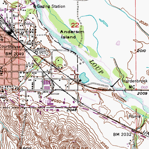 Topographic Map of City of Ord, NE