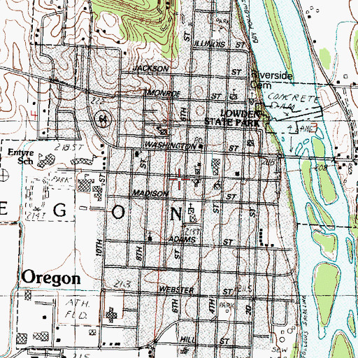 Topographic Map of City of Oregon, IL