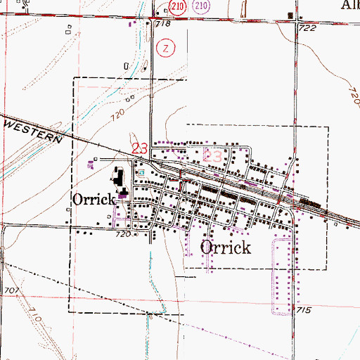Topographic Map of City of Orrick, MO