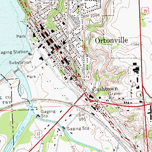 Topographic Map of City of Ortonville, MN