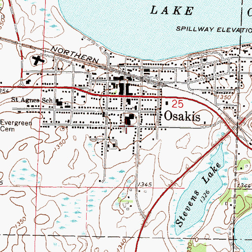 Topographic Map of City of Osakis, MN