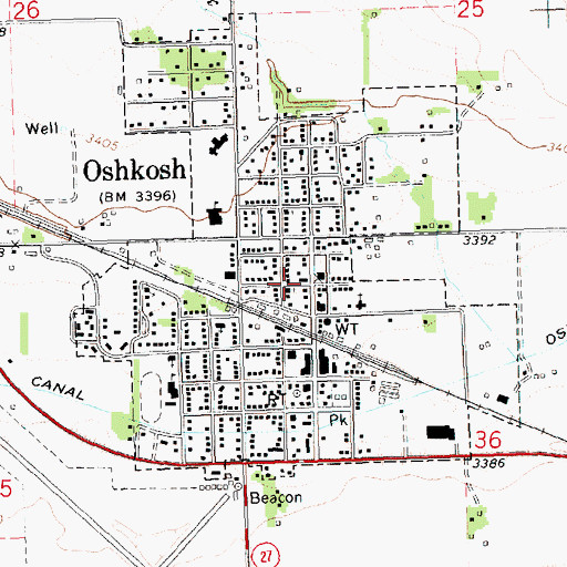 Topographic Map of City of Oshkosh, NE