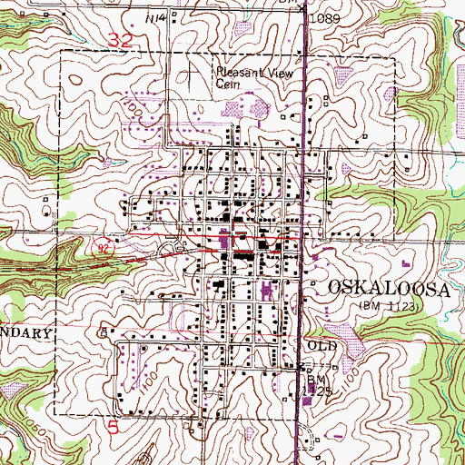 Topographic Map of City of Oskaloosa, KS