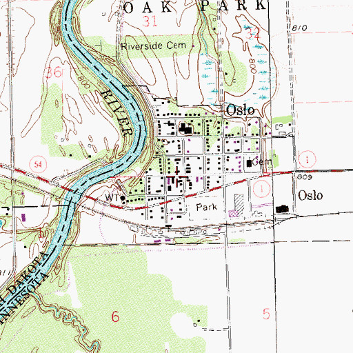 Topographic Map of City of Oslo, MN