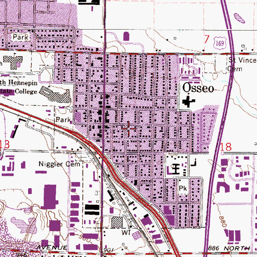 Topographic Map of City of Osseo, MN