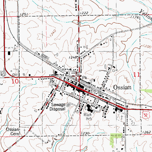 Topographic Map of City of Ossian, IA