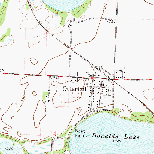 Topographic Map of City of Ottertail, MN