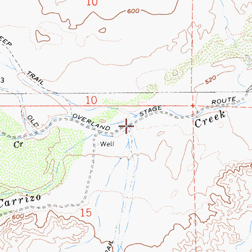 Topographic Map of Bow Willow Creek, CA
