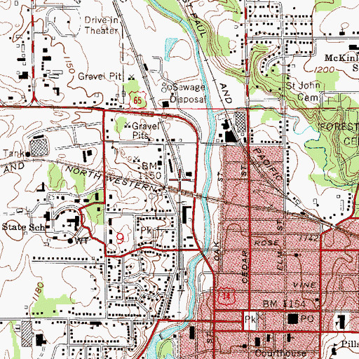 Topographic Map of City of Owatonna, MN