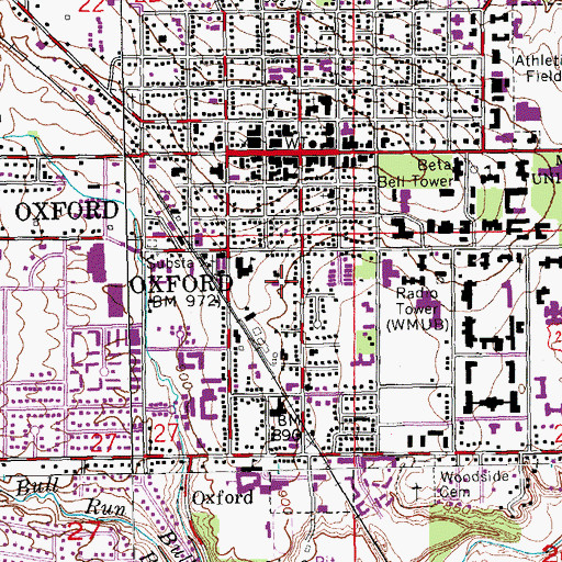 Topographic Map of City of Oxford, OH