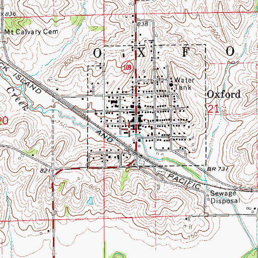 Topographic Map of City of Oxford, IA