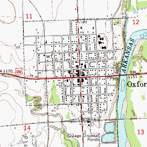 Topographic Map of City of Oxford, KS