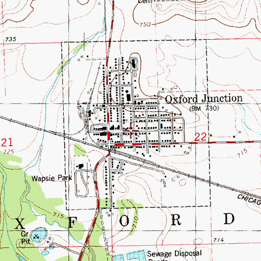Topographic Map of City of Oxford Junction, IA