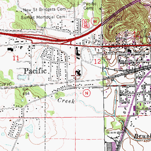 Topographic Map of City of Pacific, MO