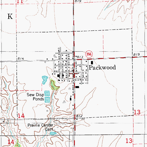 Topographic Map of City of Packwood, IA