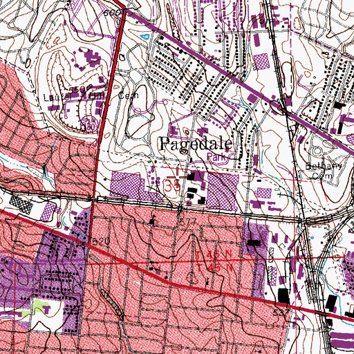 Topographic Map of City of Pagedale, MO