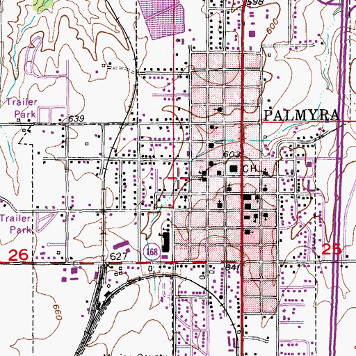 Topographic Map of City of Palmyra, MO